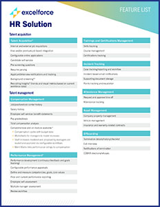 HR Solution Feature List